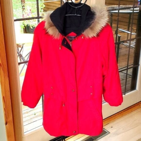 Gallery Embellished Sz L Faux Fur Hooded Zip& Snap Winter Removable Liner Coat - Picture 1 of 14